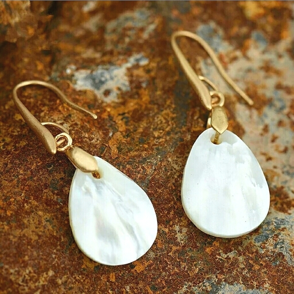 Artisan Moon Jewelry - Brand New Mother Pearl Earrings Natural Shell Boho 14k Gold